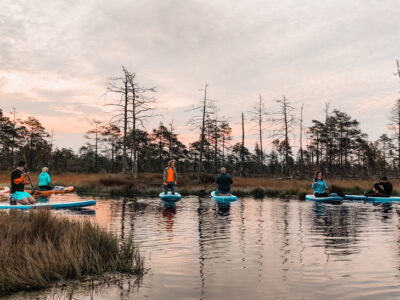 SUP sunrise in the swamp: Ķemeri bog – Piedzīvojums - saullēkts ar SUP Cenas tīrelī