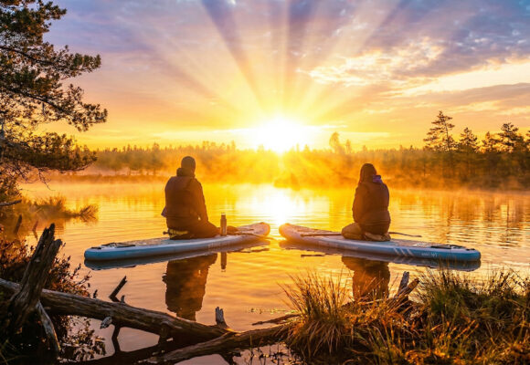SUP sunset in the swamp: Ķemeri bog