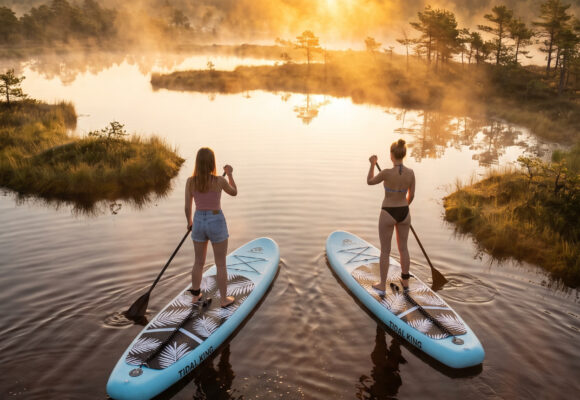 SUP sunrise in the swamp: Ķemeri bog